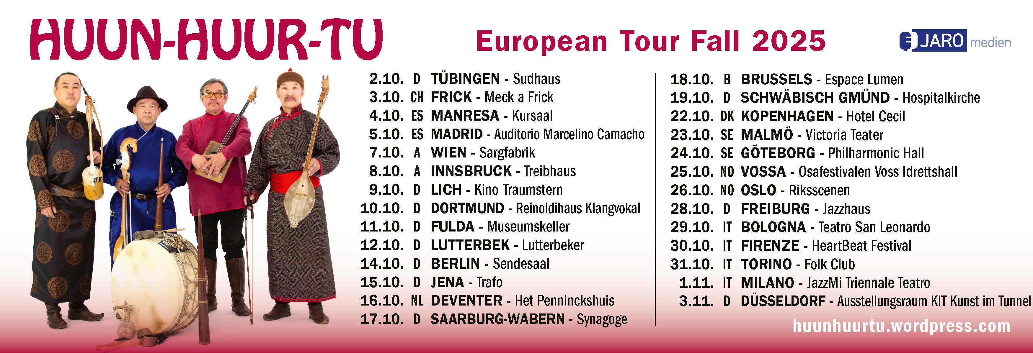 Huun-Huur-Tu European Tour Herbst Tour Poster 2025